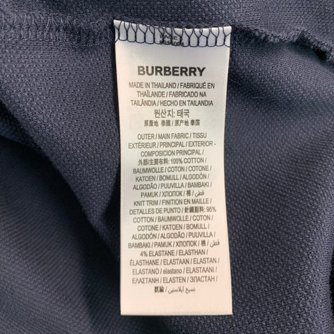 BURBERRY Size XXL Navy Cotton Monogram Half Placket Polo