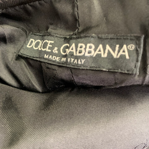 DOLCE & GABBANA SS2000 Size 6 Black Silver Leather Cropped Casual Pants