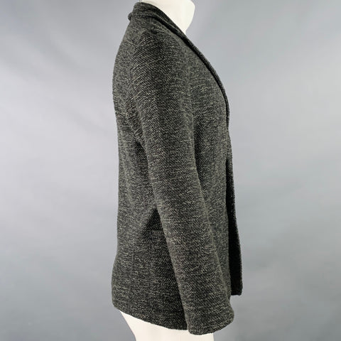 ROBERT GELLER Cardigan en tricot gris anthracite en mélange de polyester, taille S, col à revers