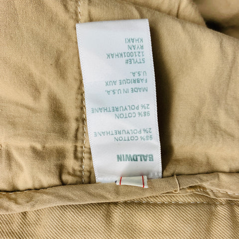 BALDWIN Size 34 Khaki Cotton Polyurethane Chino Casual Pants
