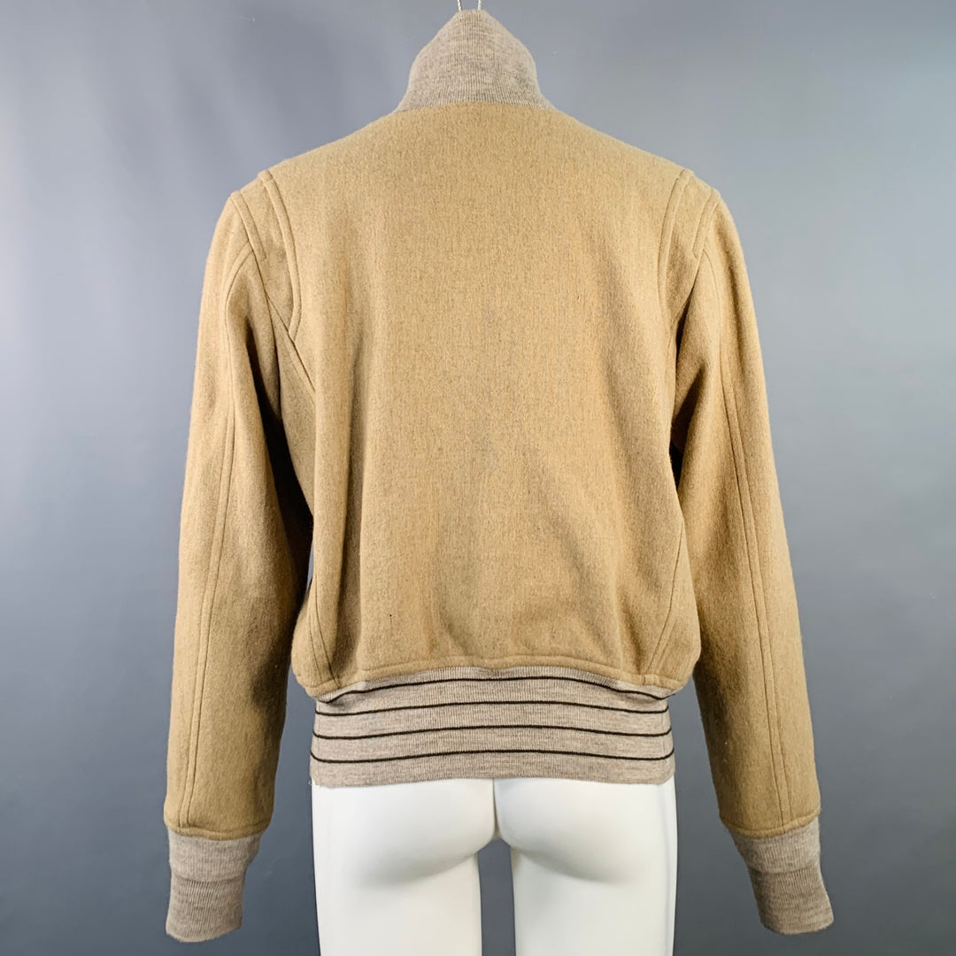 HAIDER ACKERMANN Size 38 Tan Wool Cotton Cropped Blouson Bomber Jacket