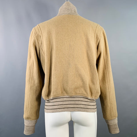 HAIDER ACKERMANN Size 38 Tan Wool Cotton Cropped Blouson Bomber Jacket