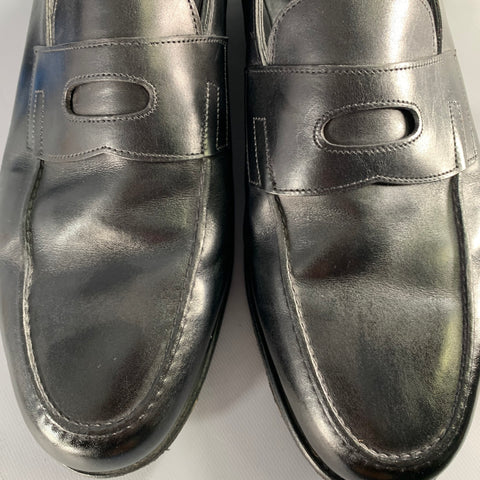 JOHN LOBB Size 11 Black Leather Penny Loafers