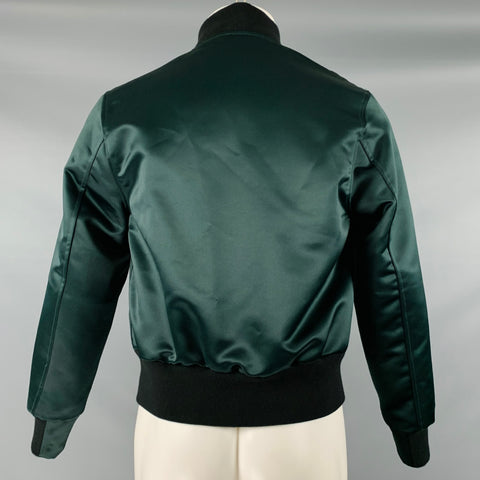 GOLDEN BEAR Size XS Green Black Satin Bomber Jacket