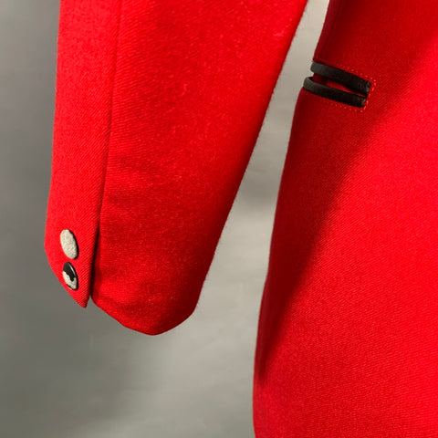 CLAUDE MONTANA Size 40 Red Black Virgin Wool Peak Lapel Sport Coat