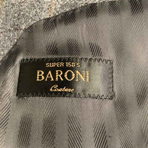 BARONI Size 42 Grey Plaid Wool Notch Lapel Sport Coat