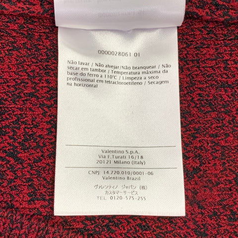 VALENTINO Size M Red Black Knit Viscose Blend Contrast Trim Crew Neck Sweater
