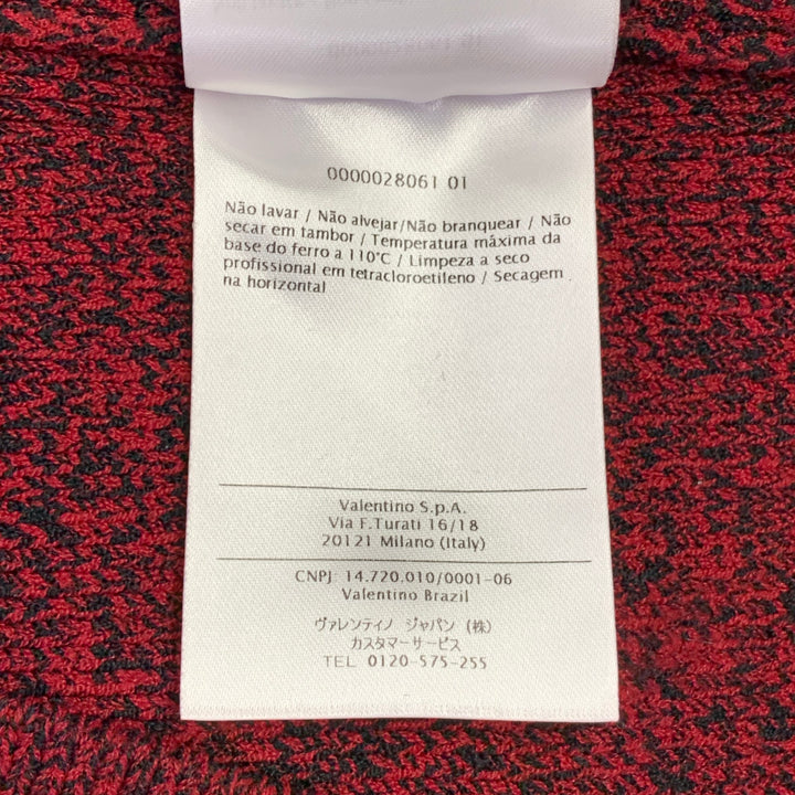 VALENTINO Size M Red Black Knit Viscose Blend Contrast Trim Crew Neck Sweater