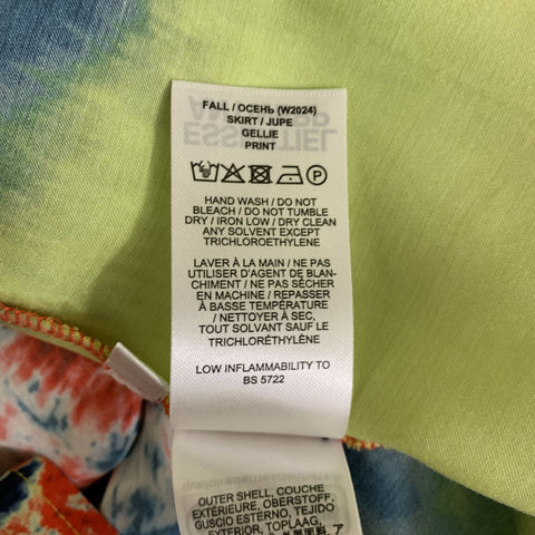 ESSENTIEL ANTWERP Size 6 Orange Blue Viscose Blend Tie Dye Mid-Calf Skirt