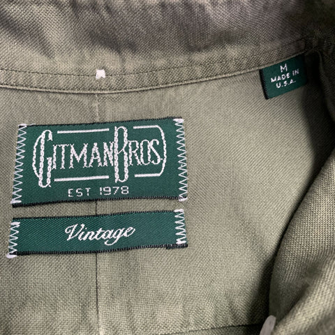 GITMAN VINTAGE Size M Green Olive Cotton Button Down Collar One Pocket Long Sleeve Shirt