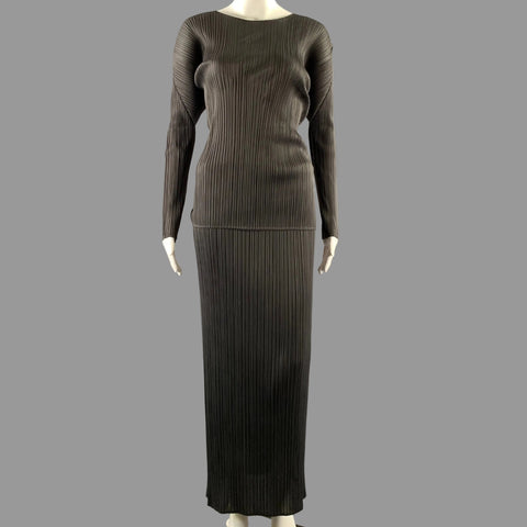 PLEATS PLEASE by ISSEY MIYAKE Size M Grey Polyester Pleated Scoop Neck Dress Top