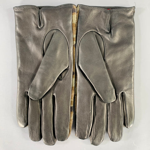 LUCIANO Size 9 Brown Black Camouflage Pony Hair Leather Gloves