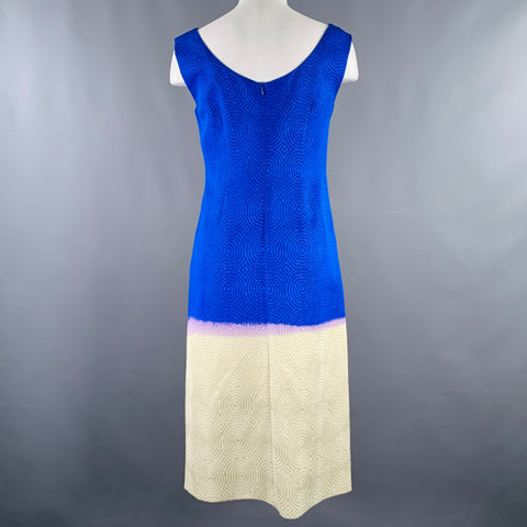 DRIES VAN NOTEN Size S Blue Cream Viscose Abstract Circles Sleeveless Dress