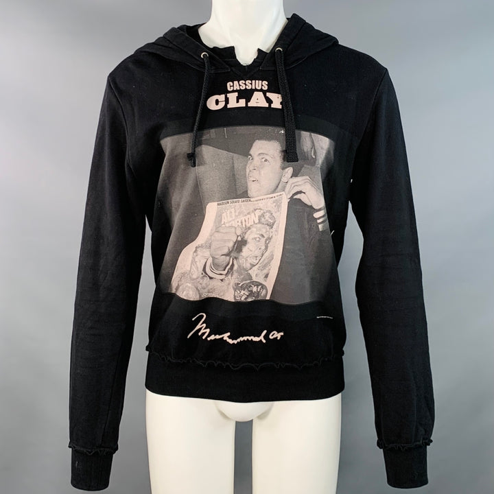 DOLCE & GABBANA Size S Black Muhammad Ali Print Cotton Hooded Sweatshirt