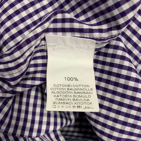 BRUNELLO CUCINELLI Size S Purple White Gingham Cotton Long Sleeve Shirt