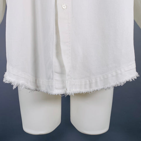 JUNRED Size M White Cotton Raw Edge Oversized Shirt Jacket