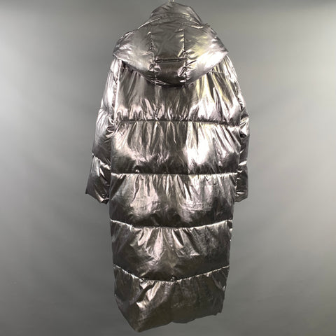 UGG Size L Silver Polyester Metallic Hooded Coat