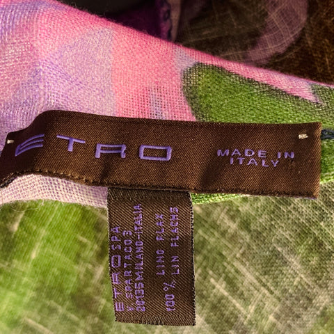 Écharpe en lin ETRO rose vert aquarelle
