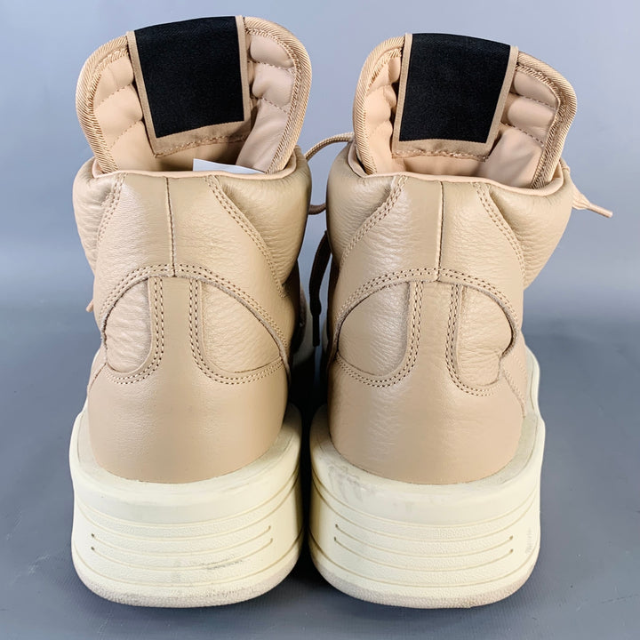 DRKSHDW Size 12 TURBOWPN Beige Cream Leather High Top Sneakers
