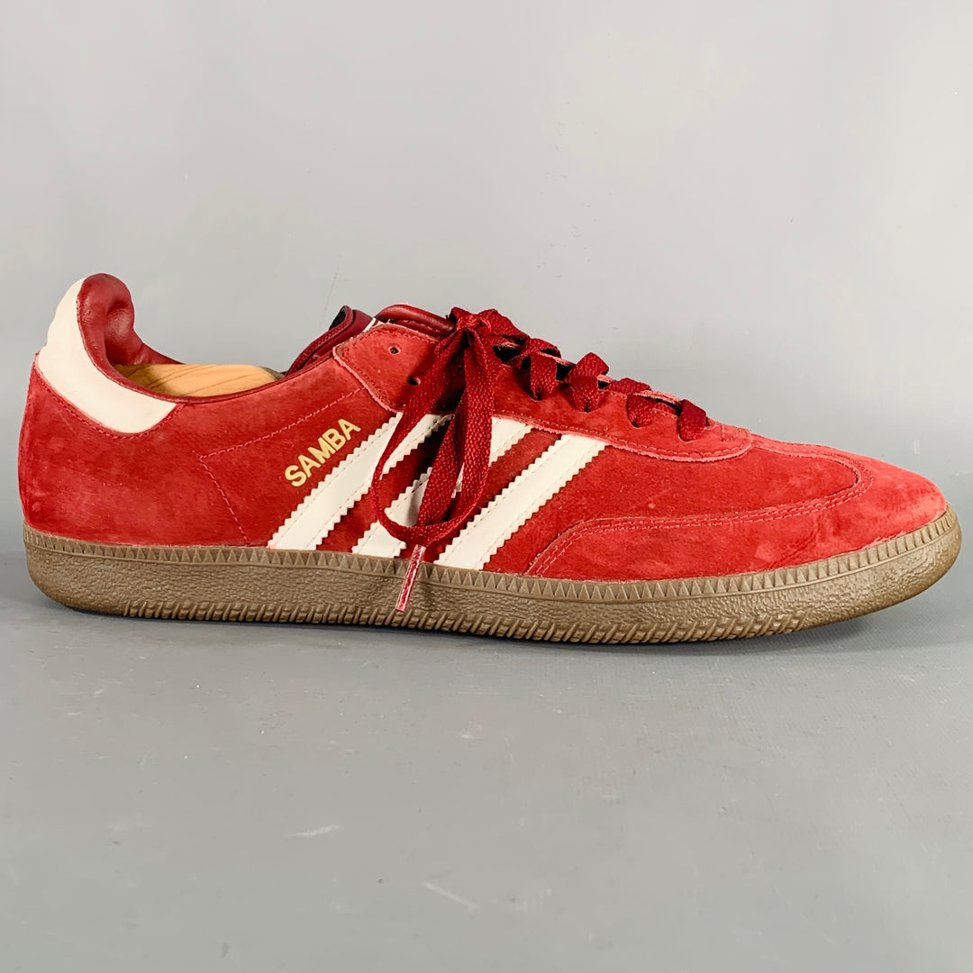 ADIDAS Size 10.5 Red White Stripe Suede Low Top Sneakers – Sui Generis  Designer Consignment