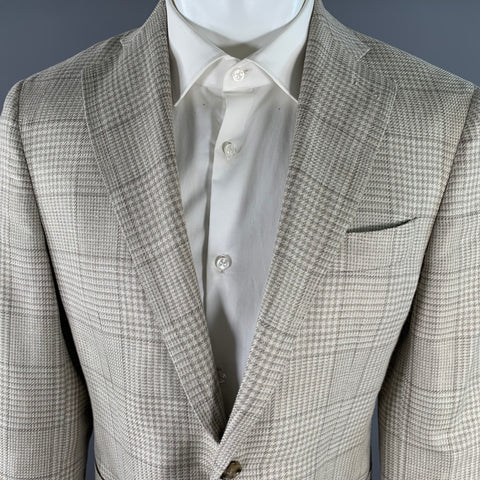 ATELIER MUNRO Size 38 Beige Glen Check Notch Lapel Sport Coat
