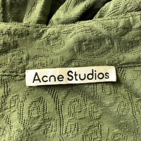 ACNE STUDIOS Size S Green Swirl Cotton Blend Band Collar Long Sleeve Shirt