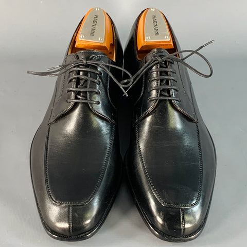 MAGNANNI Size 8.5 Black Leather Derby Split Toe Lace-Up Shoes