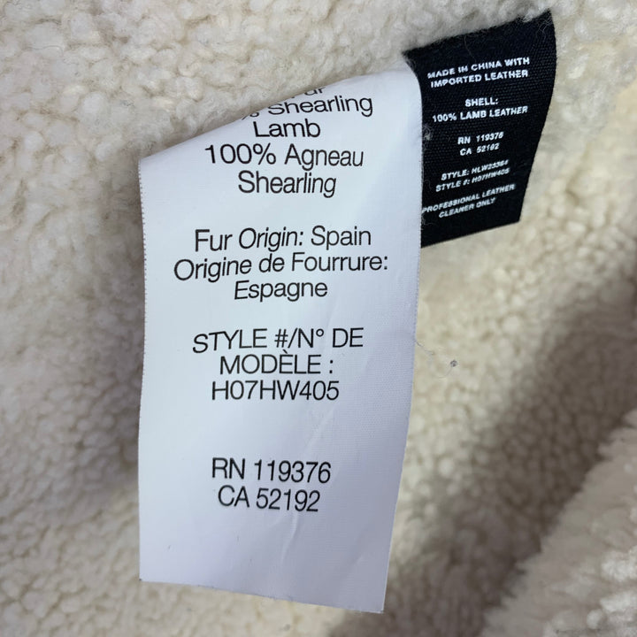 HELMUT LANG Size XS Black Cream Lambskin Leather Shearling Bomber Jacket