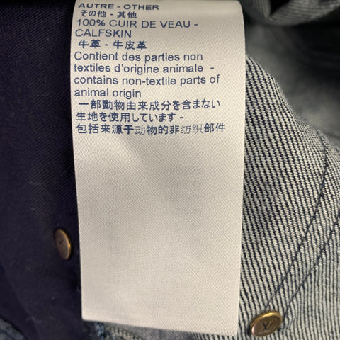 LOUIS VUITTON SS20 Size 36 Virgil Abloh Blue Indigo Monogram Cotton Baggy Distressed Jeans