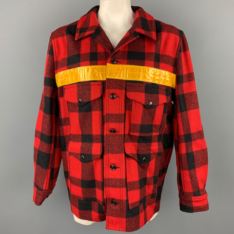 JUNYA WATANABE x FILSON Size XXL Red Black Buffalo Plaid Wool Jacket
