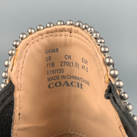 COACH Talla 11 Botas de piel de serpiente sintética en relieve en blanco y negro