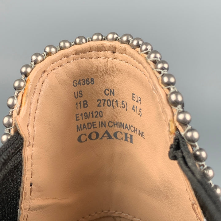 COACH Talla 11 Botas de piel de serpiente sintética en relieve en blanco y negro