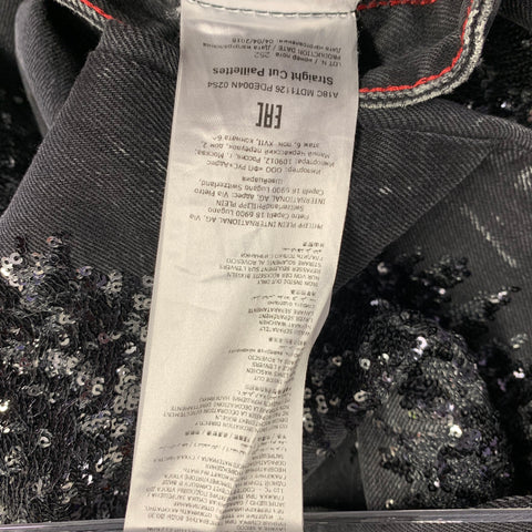 PHILIPP PLEIN Size 29 Black Grey Paint Splatter Cotton Straight Distressed Jeans