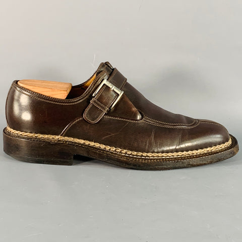A. TESTONI Size 10.5 Brown Leather Monk Strap Split Toe Loafers