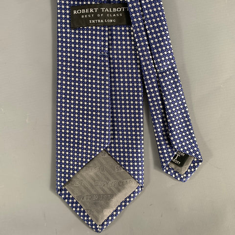 ROBERT TALBOTT Navy Grey light blue Geometric Silk Tie