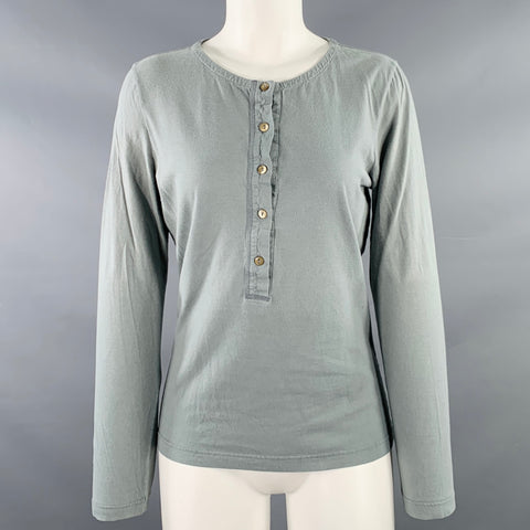 DRIES VAN NOTEN Size M Green Sage Cotton Henley Casual Top