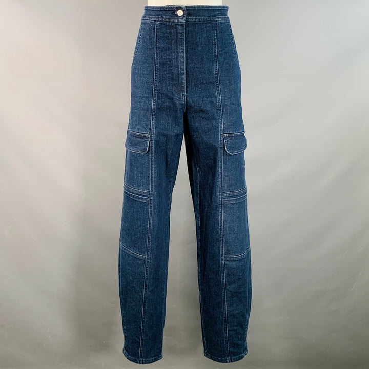 RACHEL COMEY Size 6 Indigo Cotton Blend Cargo Pockets Jeans