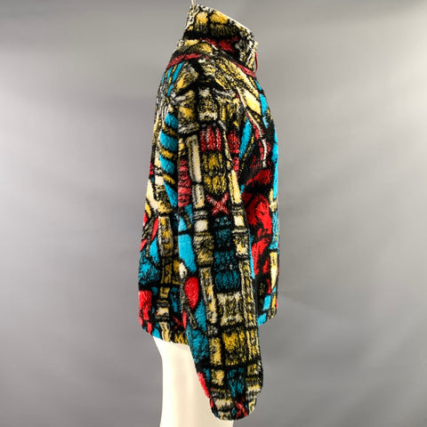 SUPREME SS2021 Size M Black Multi Color Abstrack floral Acrylic & Polyester Sherpa Coat
