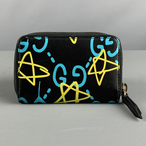 GUCCI Size One Size Black Multi-Color Monogram Leather Wallet