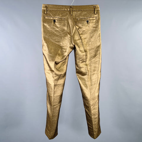 MARC by MARC JACOBS Size 30 Gold Metallic Polyester Blend Flat Front Dress Pants
