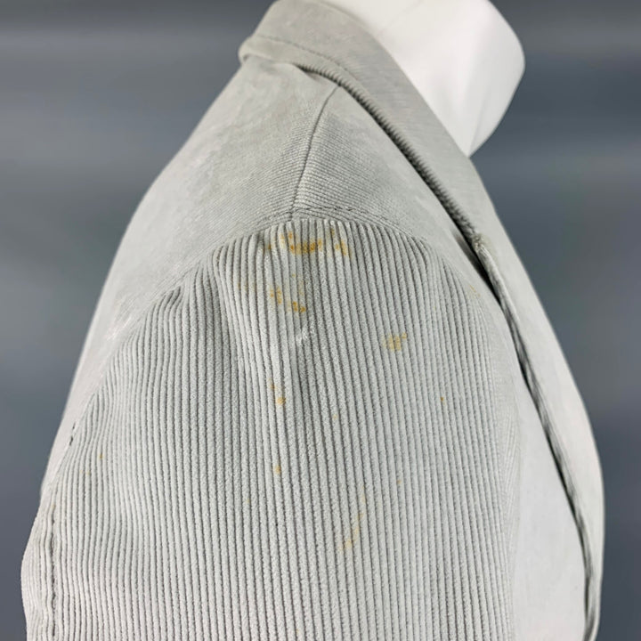 GUCCI Size 40 Grey Corduroy Cotton Peak Lapel Sport Coat