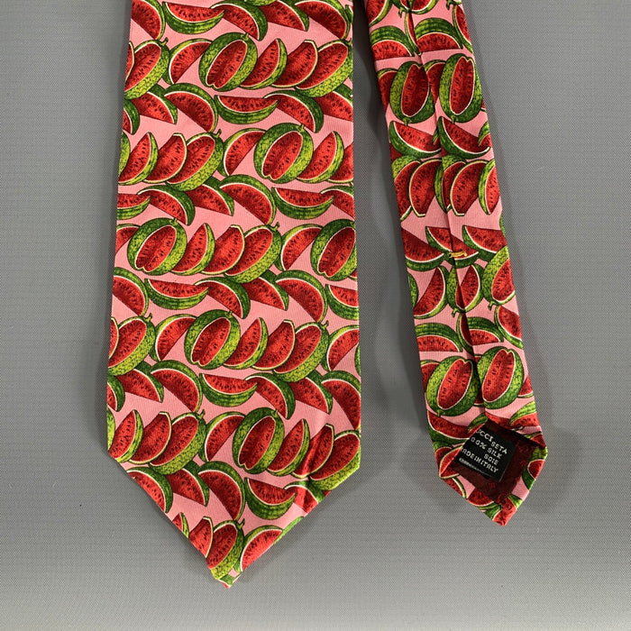 GUCCI Pink Red Watermelon Silk Tie