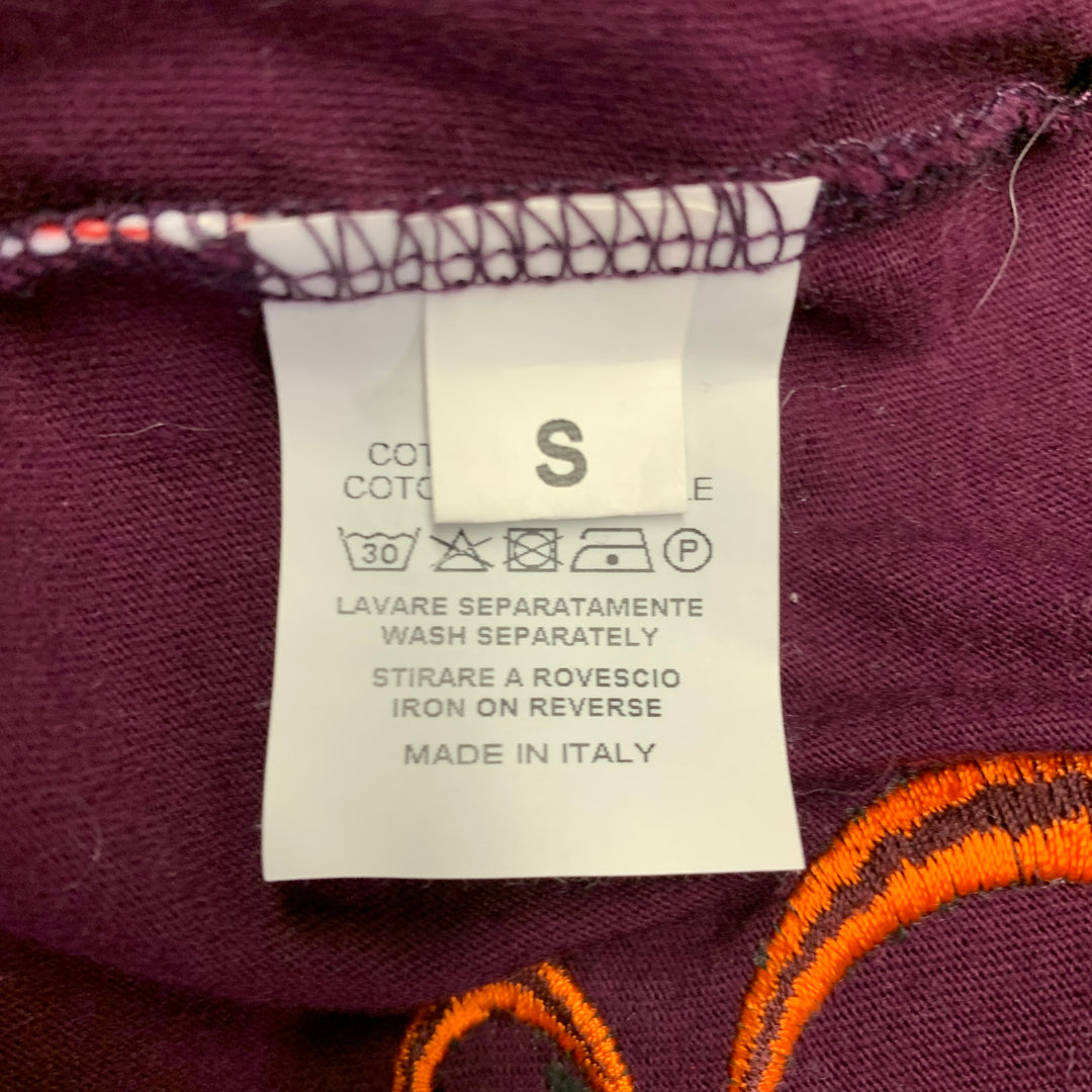 WALTER VAN BEIRENDONCK Size S Purple Embroidery Cotton T-shirt