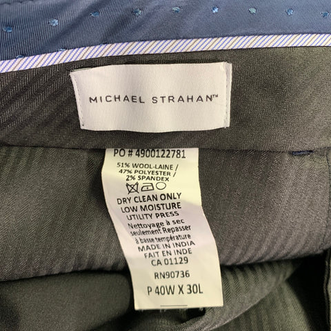 Costume MICHAEL STRAHAN en mélange de laine bleu, taille 44, simple boutonnage