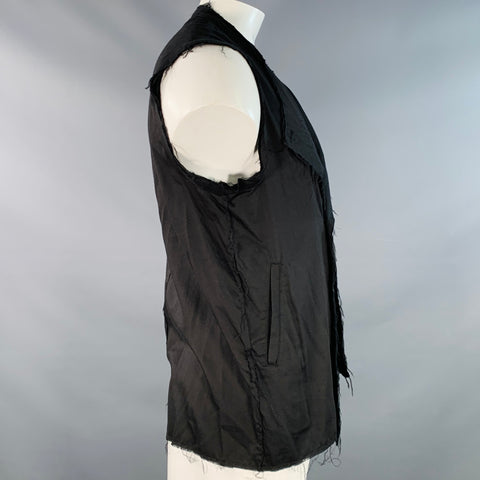 ASKYY TOKYO One Size Black Cotton Deconstructed Raw Hem Vest