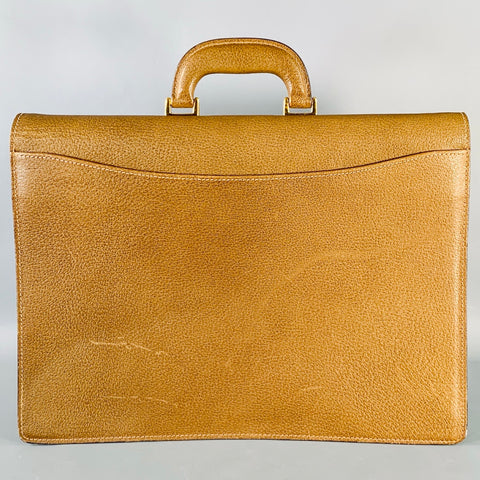 GUCCI Vintage Tan Pebble Grain Leather Combo Lock Briefcase