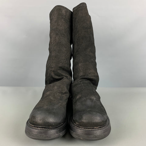 RICK OWENS Size 7 Black Leather Boots