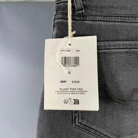 7 FOR ALL MANKIND Size 30 Grey Cotton Blend Tapered Slim Five Pockets Jeans