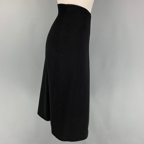 HELMUT LANG Size L Black Wool Open Front Skirt