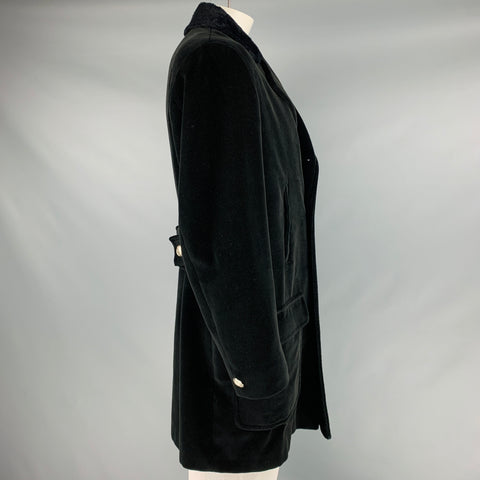 VERSACE JEANS COUTURE Size L Black Velvet Cotton Coat